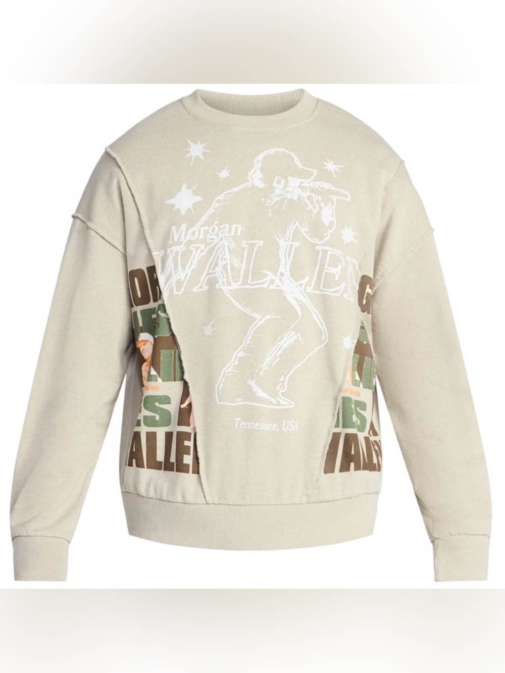 •NWT•Morgan Wallen Men's Boxy Oversized Split Graphic Crewneck Sweatshirt